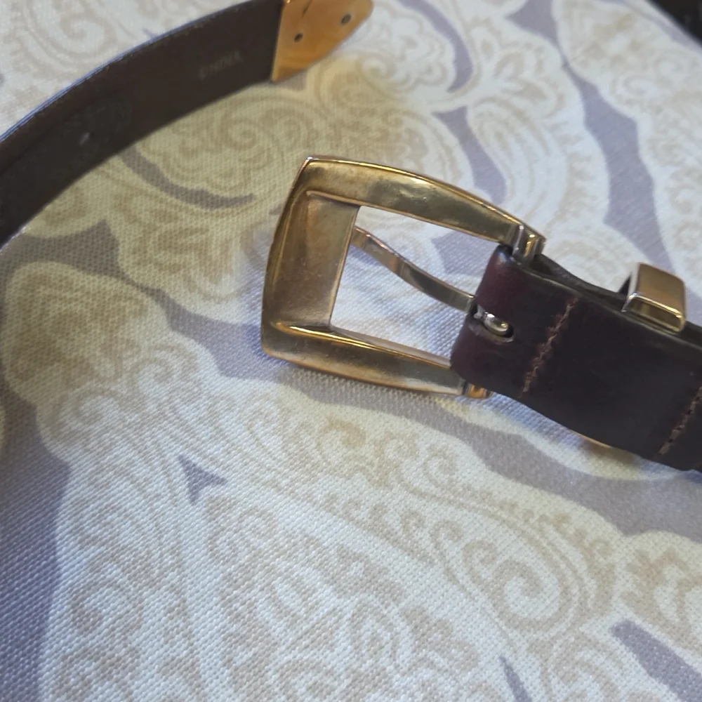 VINTAGE Brighton Dark Brown 100% Leather Rivet Belt Size 42